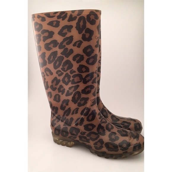 coach leopard rain boots